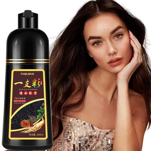 Vista 13 de Champú instantáneo para cabello negro de 16.9 fl oz para hombres y mujeres, champú de tinte para el cabello 3 en 1, cobertura del cabello 100%