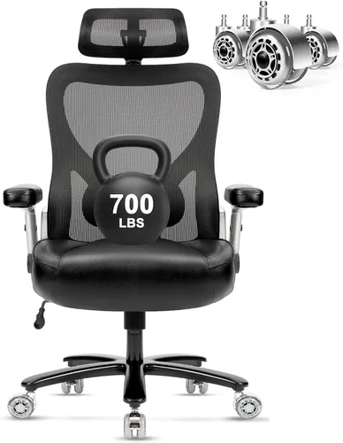 Vista 11 de Silla de oficina grande y alta de 600 libras, silla de malla ergonómica resistente, silla de escritorio ejecutiva para computadora con asiento ancho