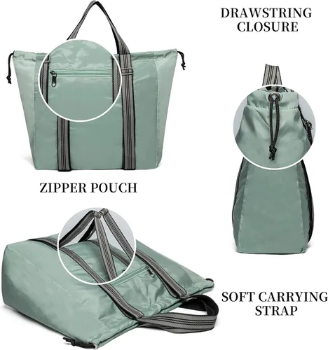 Vista 5 de ecosmile Bolsa de gimnasio con cordón y cordón para mujer bolsa de gimnasio impermeable para gimnasio
