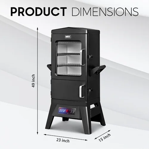 Vista 2 de Ahumador eléctrico con tapa, pantalla LED, sonda integrada para carne, ahumadores de barbacoa de gran capacidad, 4 estantes fuman más con 633 pies