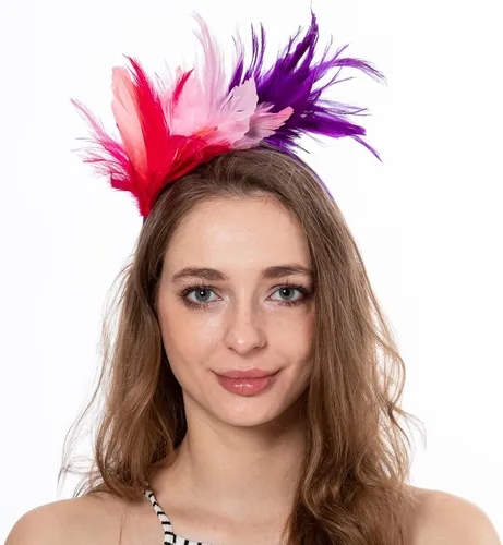 Vista 5 de AGITATESAND Diadema de plumas para tocado de boa para fiesta boda sala de belleza tocado