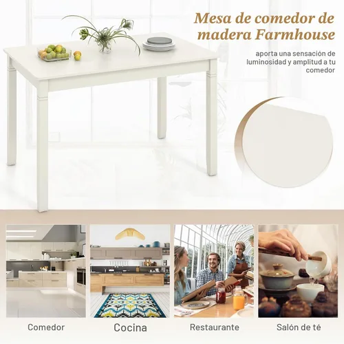 Vista 7 de Giantex Mesa de comedor para 4 personas, mesa de cocina de 48 x 29 pulgadas con patas de madera, mesa de comedor rectangular para espacios pequeños