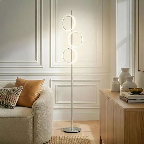 Vista 11 de Brightech Saturn - Lámpara de pie LED, diseño único que combina con decoración moderna y contemporánea, lámpara alta de 3 luces para sala Luz blanca