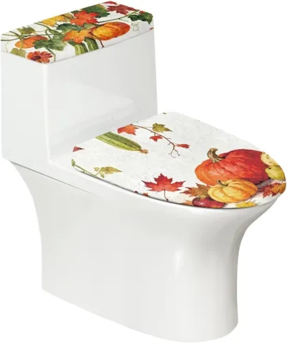 Vista 25 de Juego de 2 Fundas de Asiento de Inodoro con Hojas de Arce de Otoño, Juego de Fundas de Tapa de Tanque de Inodoro con Hojas de Arce Impresas