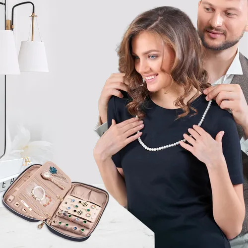 Vista 5 de Travel Jewelry Case Organizer - Small Jewelry Travel Organizer - Jewelry Holder Organizer Travel - Jewelry Travel Case for Tangel Free Necklace