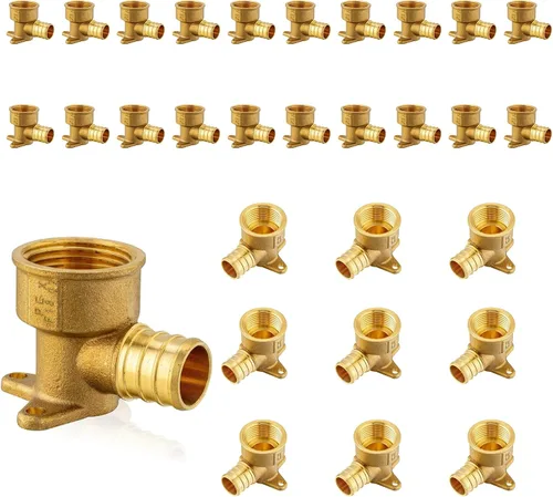 Vista 14 de PEX Fittings, 1/2" PEX x 1/2" hembra NPT Drop Ear Elbow Accesorios de engarce de latón PEX, para fontanería de tubería PEX, ASTM F1807