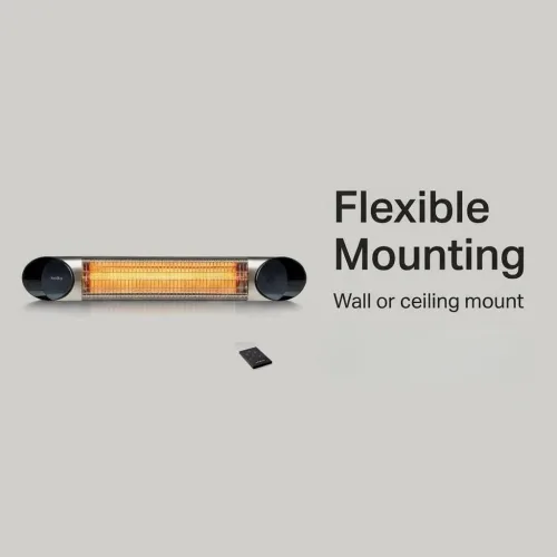 Vista 13 de Veito Blade S - Calentador infrarrojo de carbono con mando a distancia, 2500 W, color plateado IP55 weatherproof 2500W carbon infrared heater with