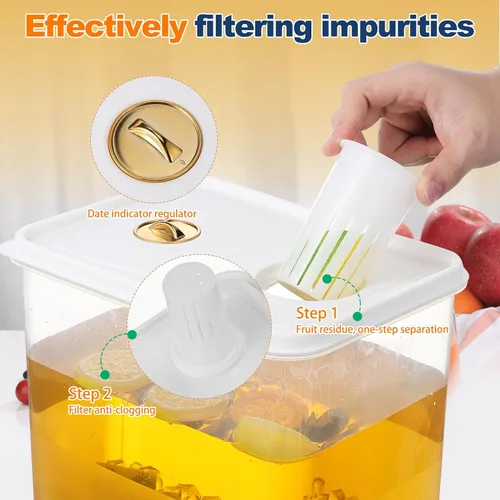 Vista 3 de Dispensador de bebidas para nevera con espita de plástico jugo limonada recipiente de té helado para reuniones familiares y fiestas