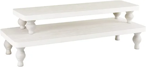 Vista 9 de Ikee Design Juego de 2 piezas de soporte elevador de exhibición de madera, soporte elevador de exhibición de pastelitos, soporte de centro