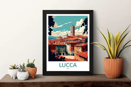 Vista 2 de Lucca - Póster de viaje para colgar en la pared, decoración del hogar, póster de Lucca para amantes del arte, Italia, póster para amantes del arte