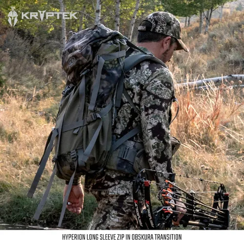 Vista 6 de Kryptek Cronos - Camisa de caza de manga larga con media cremallera para hombre, de transición, talla XXL