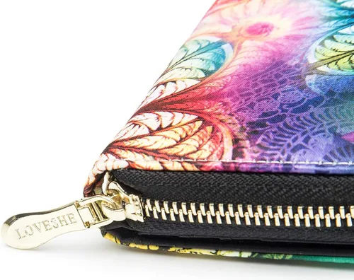 Vista 2 de LOVESHE Cartera de mujer con bloqueo RFID y cremallera alrededor de la cartera de mano para mujer