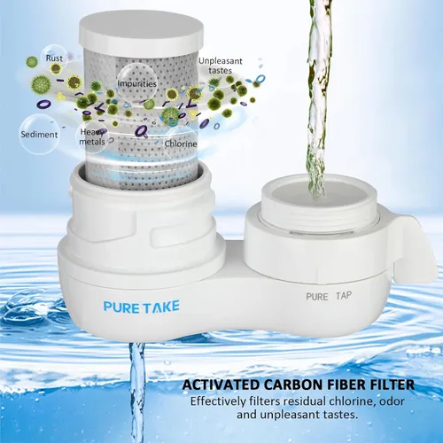 Vista 2 de Filtro de agua para grifo de fregadero, purificador de agua de montaje en grifo de 380 galones para fregadero de cocina, filtros de fibra de carbono