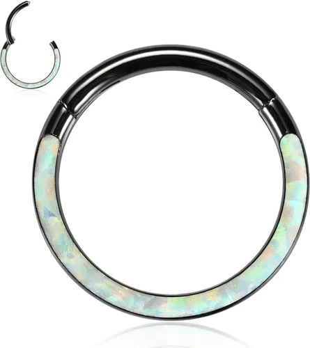Vista 23 de Opal Septum Jewelry Surgical Steel Septum Ring Daith Rook Tragus Earring