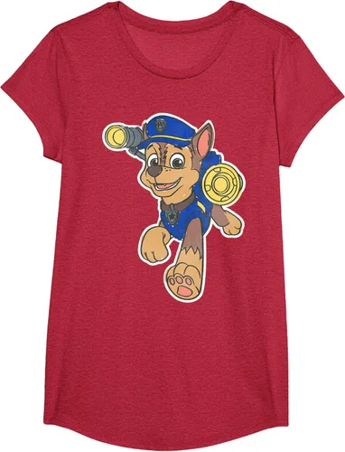 Vista 48 de Paw Patrol Chase Character Patch - Camiseta negra de manga corta con cuello redondo y ajuste clásico, talla S Negro
