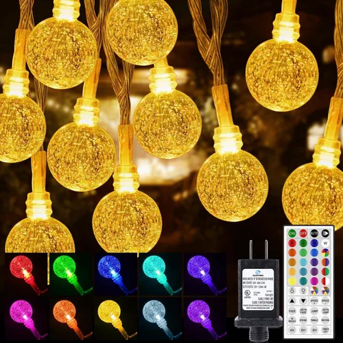 Vista 9 de OMIKA Luces de Cadena de Interior que Cambian de Color con Enchufe USB, 16.5 pies 50 LEDs Luces de Hadas de Globo de Cristal con Control Remoto