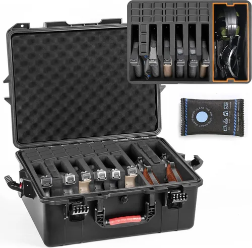 Vista 8 de Kinghardcase Estuches para armas de mano, 5 estuches para pistolas y 21 cargadores Estuches para pistolas precortados con múltiples pistolas a