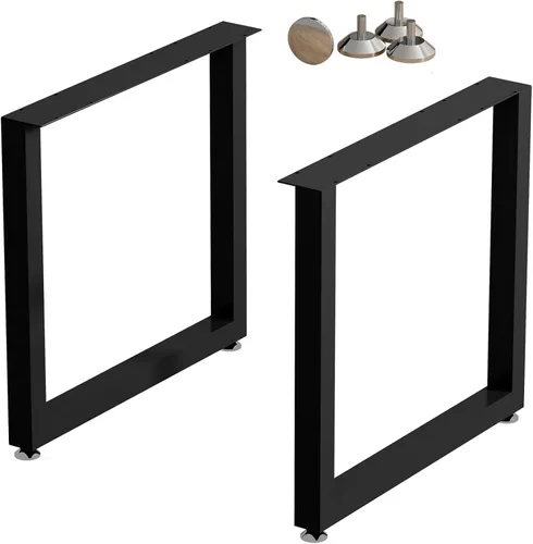 Vista 18 de Patas rectangulares industriales de metal de 16 pulgadas de altura, patas de banco de metal para mesa, diseño moderno de mediados de siglo, juego