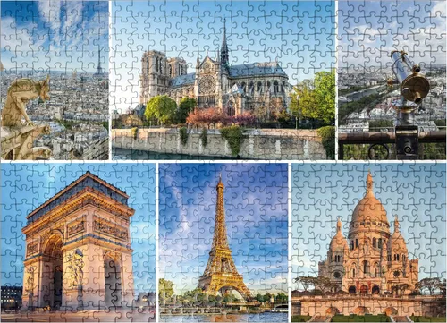 Vista 7 de MyPuzzle Paris - Notre Dame, Torre Eiffel y Sacre Coeur - Rompecabezas prémium de 100 piezas para adultos