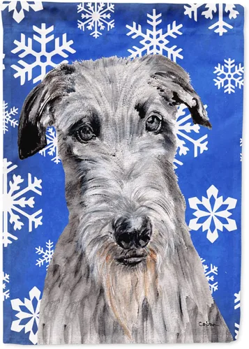 Vista 263 de Caroline's Treasures SC9374GF Bulldog English Snow flakes Holiday Garden Flag Buzón Bandera decorativa para patio exterior, patio, obras de arte