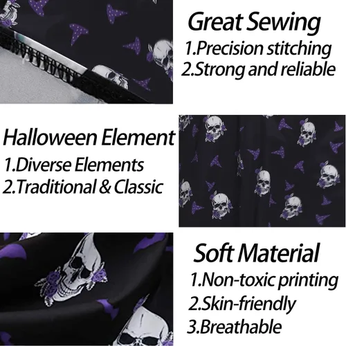 Vista 5 de Vestidos de Halloween para mujer de manga larga vestido de cóctel swing esqueleto calabaza impreso fiesta de disfraces disfraz para fiesta