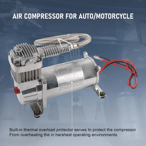 Vista 3 de DICMIC Compresor de aire de cromo de 12V 444C 200 PSI para automóvil/motocicleta