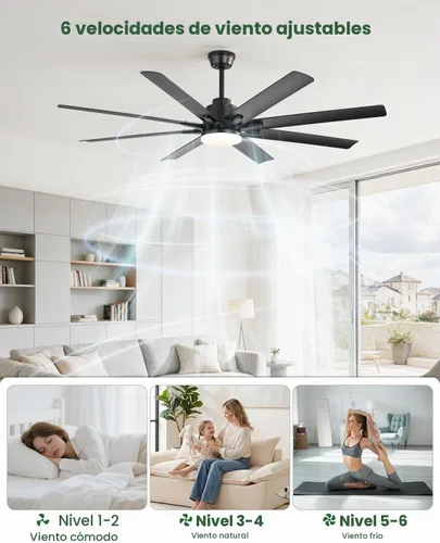 Vista 7 de Sofucor - Ventiladores de techo de 52 pulgadas con luces, ventilador de techo inteligente para interior/exterior con control remoto, funciona