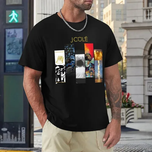 Vista 4 de Camisetas de rapero para hombre, de algodón, manga corta, cuello redondo, novedosas camisetas gráficas