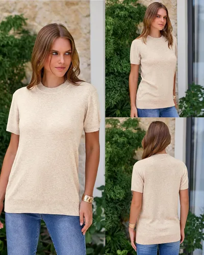 Vista 5 de Arach&Cloz - Suéteres de verano de mezcla de lana para mujer, estilo informal y holgado