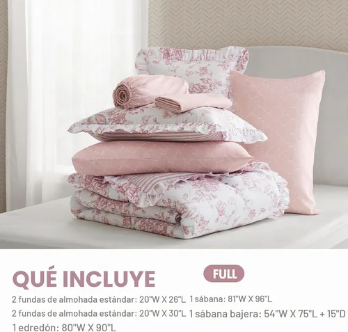 Vista 6 de Madison Park Essentials - Juego de edredón floral rosa con sábanas