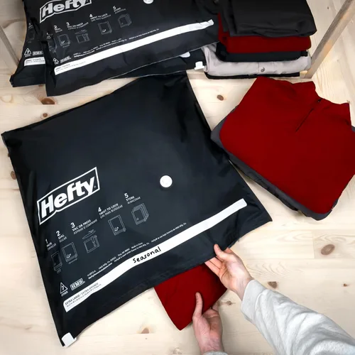 Vista 2 de Hefty MAX Shrink-Pak Bolsas de almacenamiento con sellado al vacío para ropa, viajes, ropa de cama, bolsas de compresión a prueba de desgarros