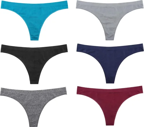 Vista 3 de Tangas sin costuras para mujer, paquete de 6 tangas de nailon y elastano