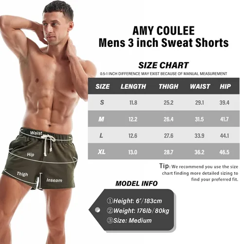 Vista 5 de AMY COULEE Pantalones cortos de correr para hombre, de 3 pulgadas, de algodón, informales, con bolsillos