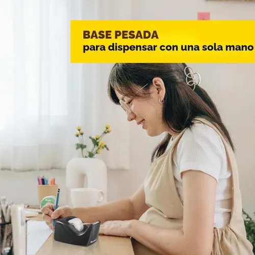 Vista 8 de Scotch despachador de cinta para escritorio, núcleo de 1 pulgada, dos tonos negro (C60-BK)., Negro de 2 tonos