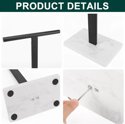 Vista 7 de Toallero de mano, soporte de toalla en forma de T para baño, barra de toallero de mano para aparador de cocina, acero inoxidable 304, base de mármol