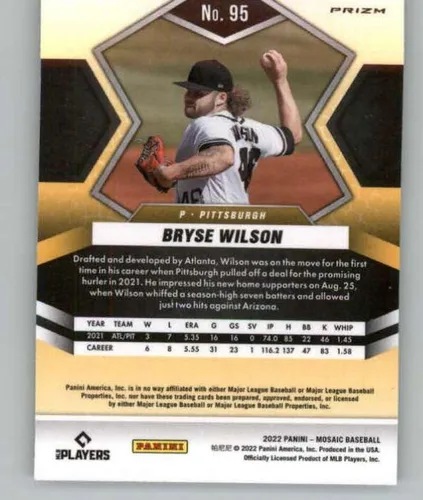 Vista 2 de 2022 Panini Mosaic Mosaic Parallel #95 Bryse Wilson Pittsburgh Pirates Baseball Trading Card