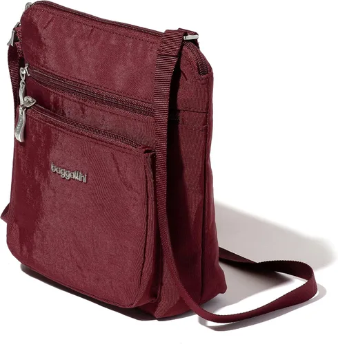 Vista 2 de Baggallini Bolso cruzado de bolsillo con correa de muñeca con protección RFID, Cerezo oscuro