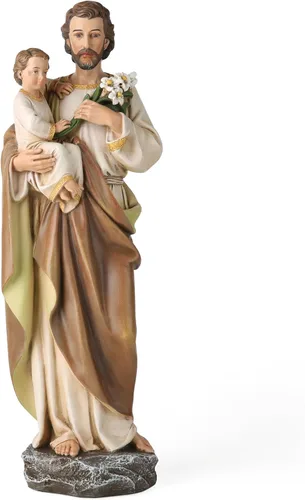 Vista 10 de BC - Estatua católica de San José y el Niño Jesús, 6 pulgadas de alto, pintada a mano, figura católica con detalles finos, patrón de la familia