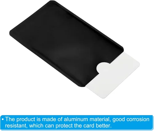 Vista 4 de PATIKIL Mangas de bloqueo RFID, fundas de aluminio para prevención de robo de identidad, fundas protectoras seguras para tarjetas de crédito, Negro