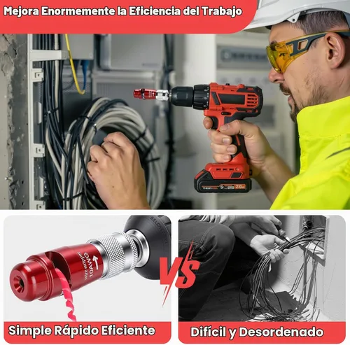 Vista 5 de Kit de pelacables 8 en 1 para taladro eléctrico con conector giratorio, herramienta automática de pelado de cables, pelacables de taladro