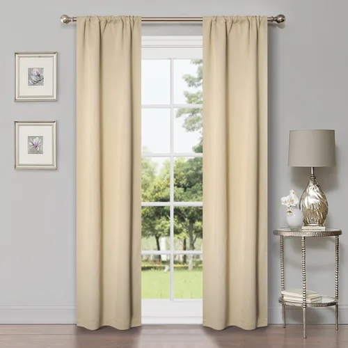 Vista 38 de Superior Cortinas opacas, oscurecimiento de habitación, dormitorio, sala de estar, bloqueo solar, térmico, clásico moderno con bolsillos para barra