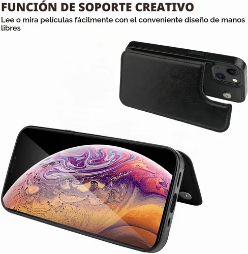 Vista 5 de ONETOP - Funda tipo cartera con tarjetero para iPhone 13, color negro Kickstand,ID/Cash Holder,Case Wallet with Card Slots,Double Magnetic