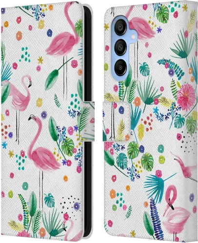Vista 286 de Head Case Designs Officially Licensed Ninola Brushstrokes Black Summer Patterns Leather Wallet Case Compatible with Samsung Galaxy A07 4G