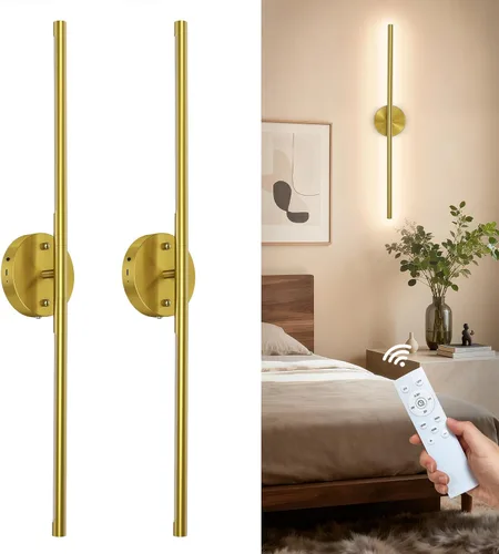 Vista 8 de TONYFUL Battery Operated Wall Sconce Set of 2 for Bedroom, Living Room Rechargeable, 6000mAh Dimmable Bulbs, Remote, 3000K-6500K LED Wall Lights