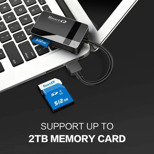 Vista 3 de SmartQ C368 Lector de Tarjetas USB 3.0 - Plug & Play, Compatible con Apple y Windows, Soporta Tarjetas SD, Micro SD, MS, CF