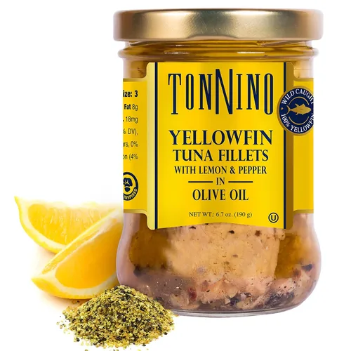Vista 14 de Tonnino Filetes de atún bajos en calorías y sin gluten de aleta amarilla en aceite de oliva, 6.3 onzas, chile tailandés picante (paquete de 6))
