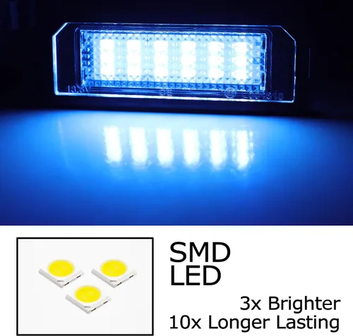 Vista 2 de iJDMTOY OEM-Fit Kit de luces LED completas para placa de matrícula en color azul hielo para Volkswagen Golf GTi, CC, Rabbit, Eos, Beetle; Compatible