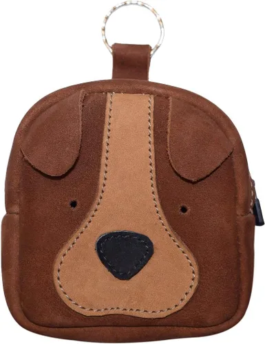 Vista 3 de Hide & Drink, Mini mochila con cara de perro, monedero hecho a mano de cuero de grano completo, gamuza Swayze
