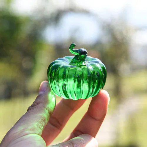 Vista 6 de Calabaza de cristal coleccionable – Decoraciones de otoño para el hogar, adorno de fruta de cristal, pisapapapeles, calabaza de cristal, decoración