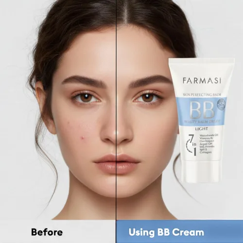 Vista 4 de FARMASi BB Cream Beauty Balm, hidratante tintado con SPF 15, acabado mate ligero, maquillaje facial de cobertura construible, 1.7 onzas líquidas, 01